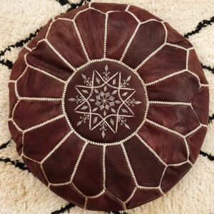 Chocolate Moroccan Leather Ottoman Pouf
