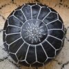 Moroccan Black Pouf With Genuine Leather