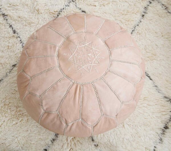 Natural Handmade Genuine Leather Ottoman Footstool - Image 2