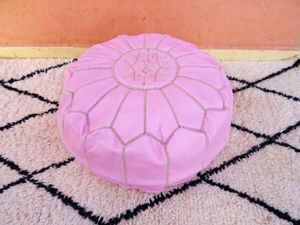 Moroccan Genuine Ottoman Pouf Pink Color - Image 4