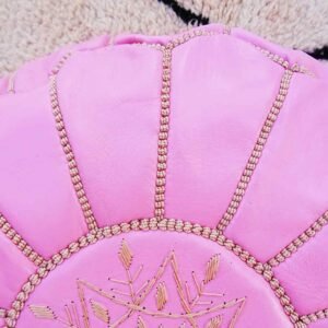 Moroccan Genuine Ottoman Pouf Pink Color