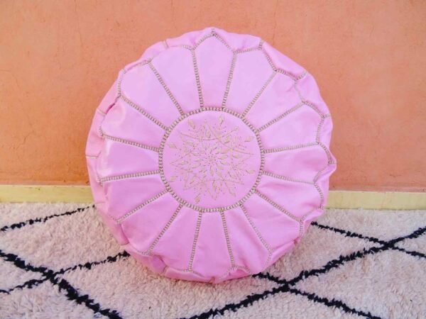 Moroccan Genuine Ottoman Pouf Pink Color