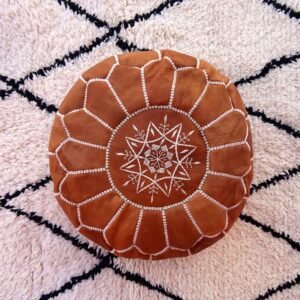 Small Moroccan Leather Pouf Multi Color