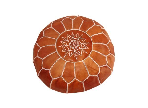 Small Moroccan Leather Pouf Multi Color - Image 4