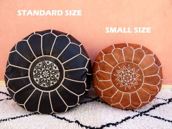 Small Moroccan Leather Pouf Multi Color - Image 5