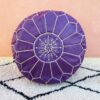 Pouf Repose-pieds en Cuir Véritable Fait Main Violet