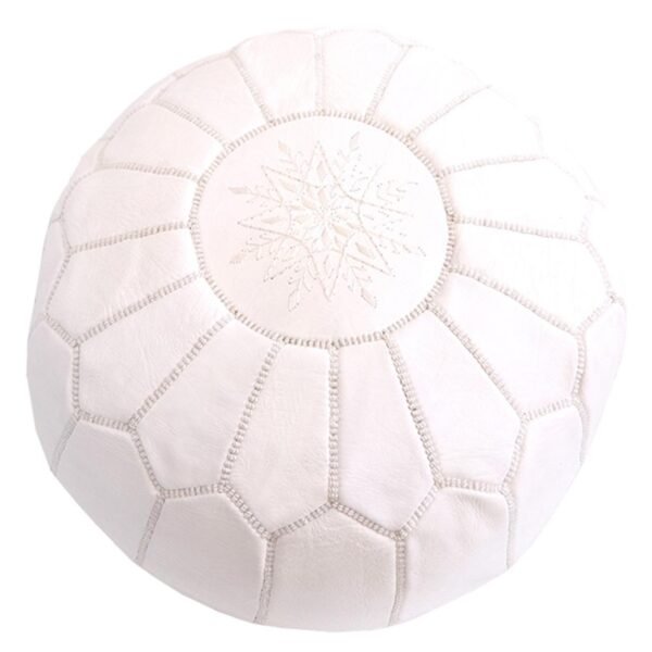 White Handmade Genuine Leather Ottoman Footstool - Image 3