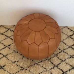Tan Moroccan Handmade Genuine Leather Ottoman Footstool