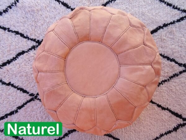 Tan Moroccan Handmade Genuine Leather Ottoman Footstool - Image 8