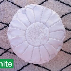 White Handmade Genuine Leather Ottoman Footstool