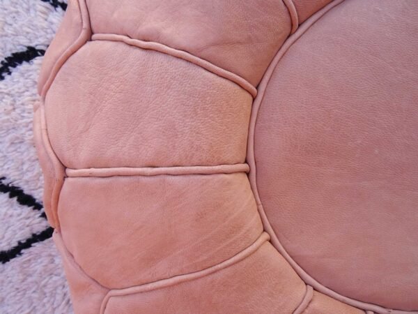 Tan Moroccan Handmade Genuine Leather Ottoman Footstool - Image 10