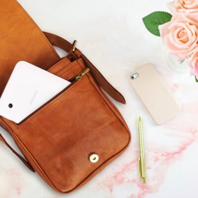 Genuine Leather Crossbody Shoulder Bag – Multi-Compartment Purse