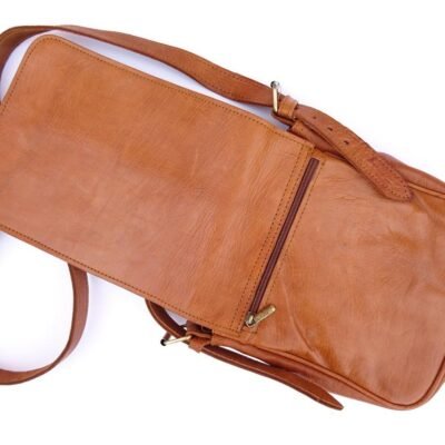 Genuine Leather Crossbody Shoulder Bag – Multi-Compartment Purse