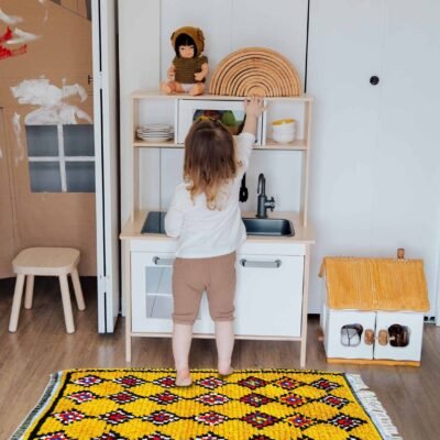 Handmade Moroccan Boucherouite Accent Rug – Colorful Boho Confetti Area Rug