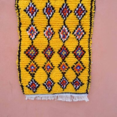 Handmade Moroccan Boucherouite Accent Rug – Colorful Boho Confetti Area Rug