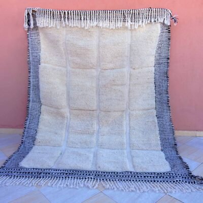 Genuine Moroccan Beni Ourain Plush Wool Rug – Hand-Knotted Geometric Berber Rug