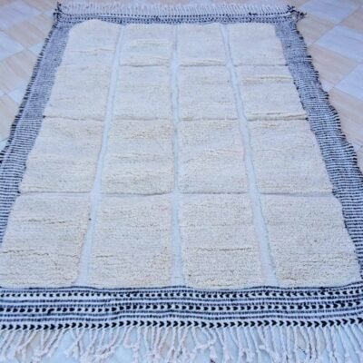 Genuine Moroccan Beni Ourain Plush Wool Rug – Hand-Knotted Geometric Berber Rug