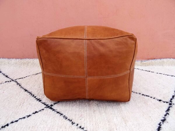 Square Luxury Ottomans Leather Pouf, Unstuffed pouf – Image 3