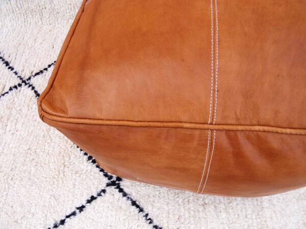 Square Luxury Ottomans Leather Pouf, Unstuffed pouf – Image 5