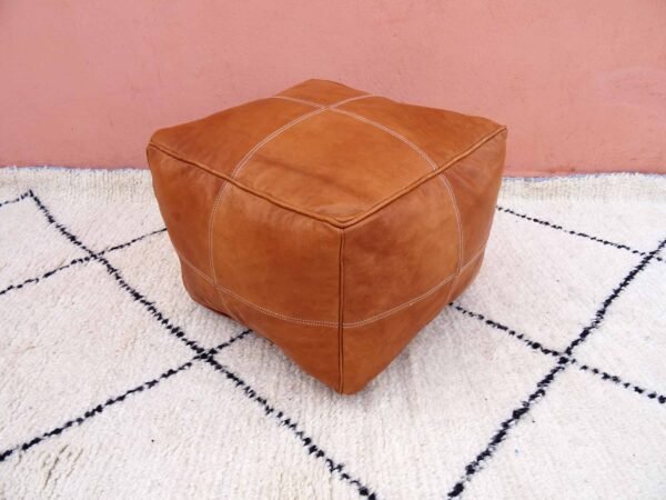 Square Luxury Ottomans Leather Pouf, Unstuffed pouf – Image 7
