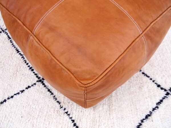 Square Luxury Ottomans Leather Pouf, Unstuffed pouf – Image 6