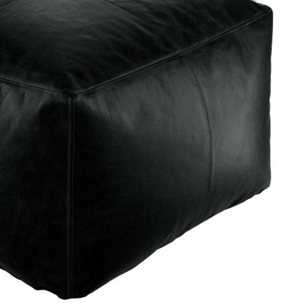 Square Moroccan Genuine Leather Ottoman Pouf (Unstuffed) - Image 4