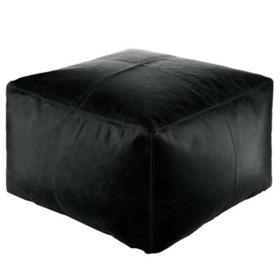 Square Moroccan Genuine Leather Ottoman Pouf (Unstuffed)