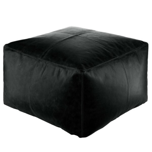 Square Moroccan Genuine Leather Ottoman Pouf (Unstuffed) - Image 2