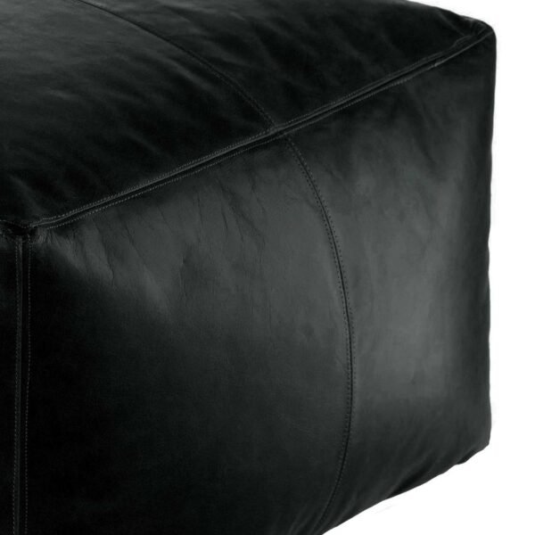 Square Moroccan Genuine Leather Ottoman Pouf (Unstuffed) - Image 5