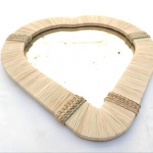 Wall Heart Raffia Mirror – Bohemian Mirror in natural raffia