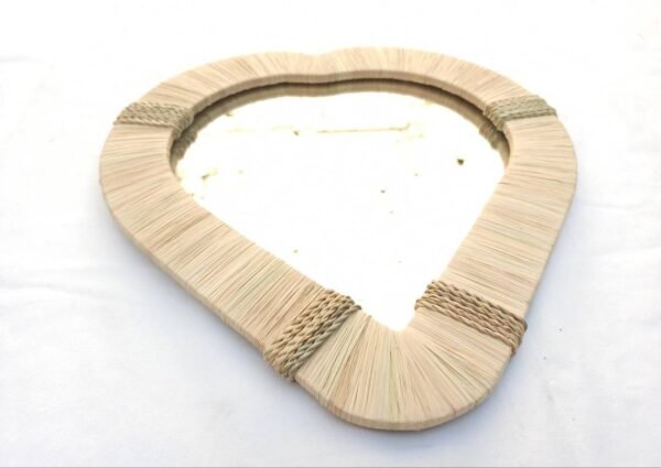 Wall Heart Raffia Mirror - Bohemian Mirror in natural raffia - Image 2
