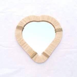 Wall Heart Raffia Mirror – Bohemian Mirror in natural raffia