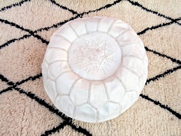 Small Moroccan Leather Pouf Multi Color - Image 10