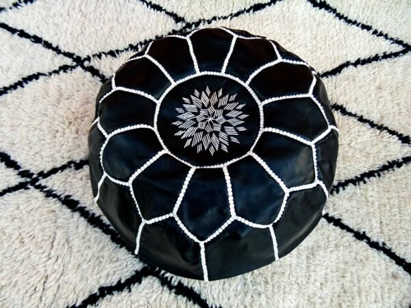 Small Moroccan Leather Pouf multi Color, Decor Home With Ottomans Footstool Poufs, 100% Handmade Leather Poof - Image 6