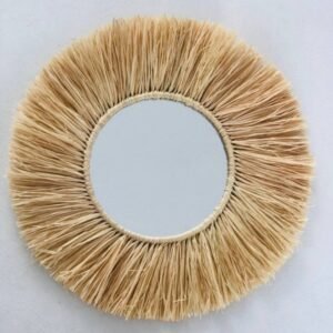 Wall Decor Mirror in natural raffia – Wall Sun Raffia Mirror – Made by Moroccan handmade