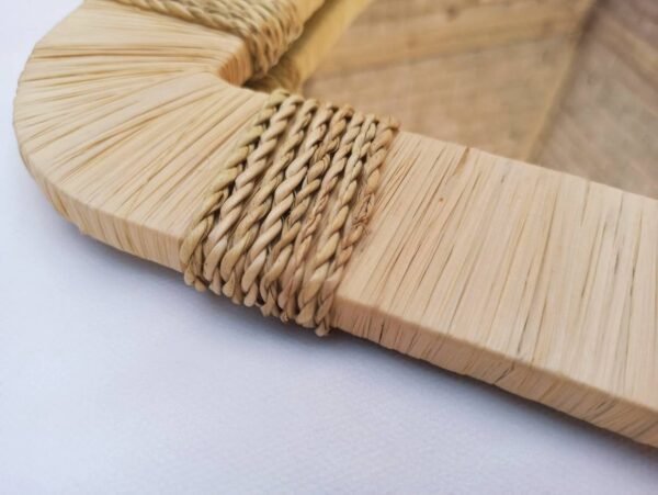 Wall Heart Raffia Mirror - Bohemian Mirror in natural raffia - Image 5