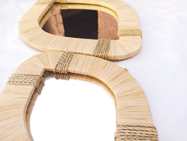 Wall Mirror Bohemian in natural raffia , Eye Mirrors , Wall Decor , Wall eye Mirror , Ethnic Raphia Mirror - Image 3