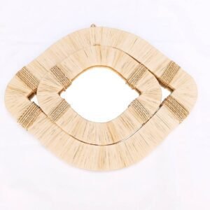 Wall Mirror Bohemian in natural raffia , Eye Mirrors , Wall Decor , Wall eye Mirror , Ethnic Raphia Mirror