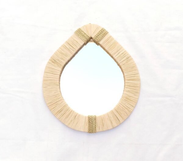 Wall Teardrop Raffia Mirror - Bohemian Mirror in natural raffia - Image 4