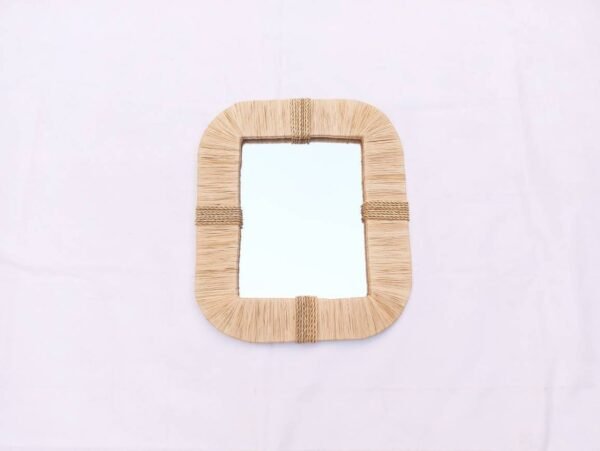 Wall Mirror Bohemian in natural raffia , Rectangular Mirrors , Wall Decor , Wall Mirror , Ethnic Raphia Mirror - Image 7