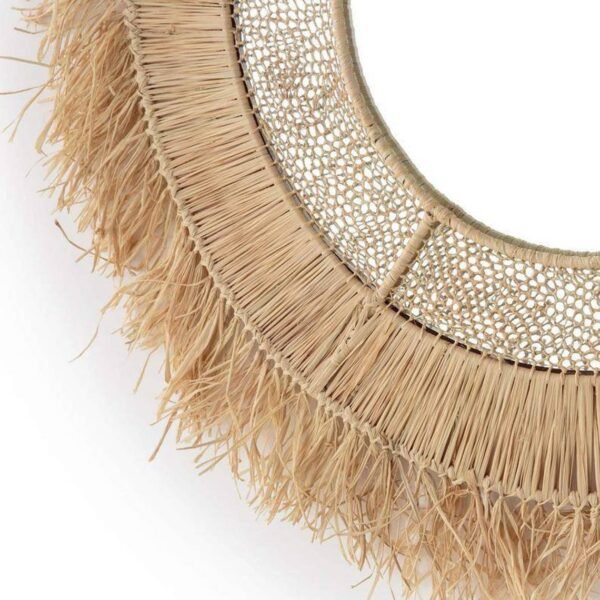 Wall Sun Mirror In Natural Raffia Made By Moroccan Handicraft - Image 2