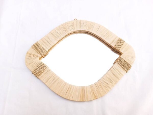 Wall Mirror Bohemian in natural raffia , Eye Mirrors , Wall Decor , Wall eye Mirror , Ethnic Raphia Mirror - Image 2