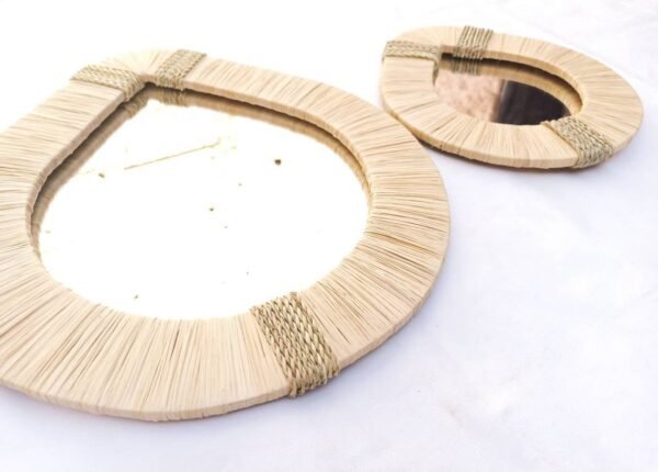 Wall Teardrop Raffia Mirror - Bohemian Mirror in natural raffia - Image 6