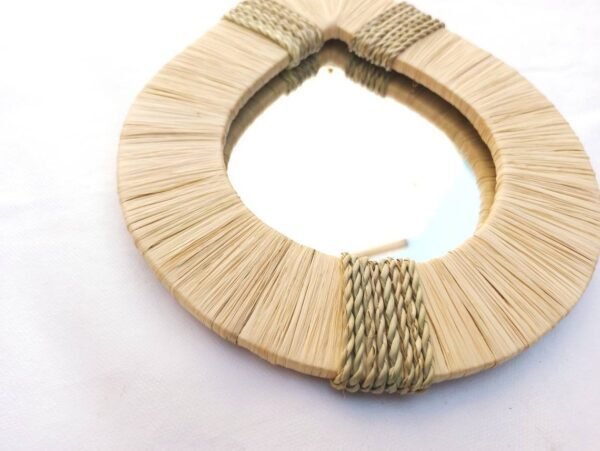 Wall Teardrop Raffia Mirror - Bohemian Mirror in natural raffia - Image 5