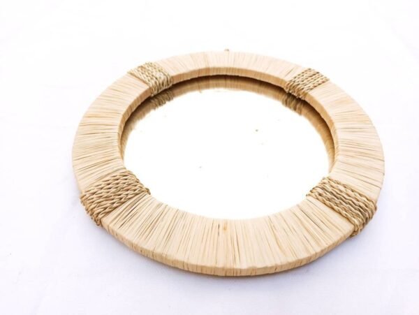 Wall Round Raffia Mirror - Bohemian Mirror in natural raffia - Image 4