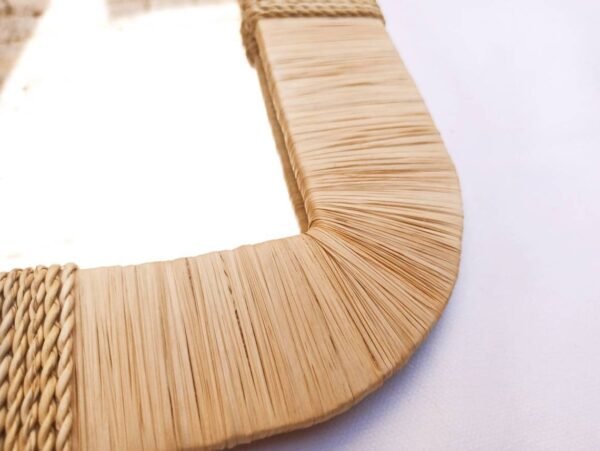Wall Mirror Bohemian in natural raffia , Rectangular Mirrors , Wall Decor , Wall Mirror , Ethnic Raphia Mirror - Image 4