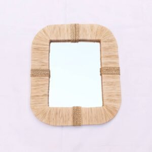 Wall Mirror Bohemian in natural raffia , Rectangular Mirrors , Wall Decor , Wall Mirror , Ethnic Raphia Mirror