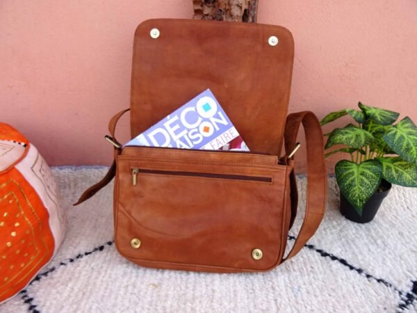 Leathers Genuine Crossbody Purse Rectangle - Multi-purpose Zip Pockets - Leather Handbags for iPad Pro- Premium Crossover Small Bag - Image 4
