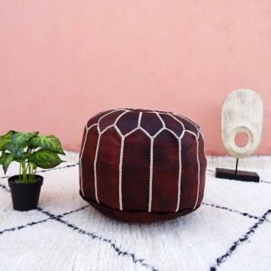 Small Moroccan Leather Pouf multi Color, Decor Home With Ottomans Footstool Poufs, 100% Handmade Leather Poof