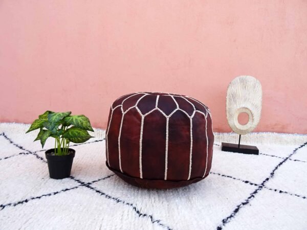 Small Moroccan Leather Pouf multi Color, Decor Home With Ottomans Footstool Poufs, 100% Handmade Leather Poof - Image 2